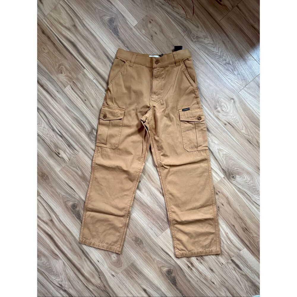 Coach Mens Tan Zip Fly Straight Leg Six-Pocket Cargo Pants Size 28 NWOT